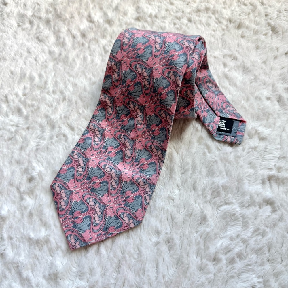 Liberty of London Tana Lawn Floral Print Cotton Neck Tie 55” England Pink Easter